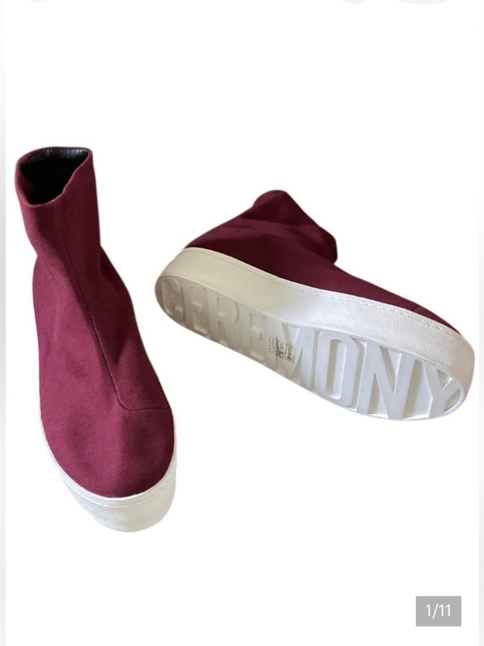 Opening Ceremony High Top Platform Sneaker NWT Burgundy Red Chunky White Sole
